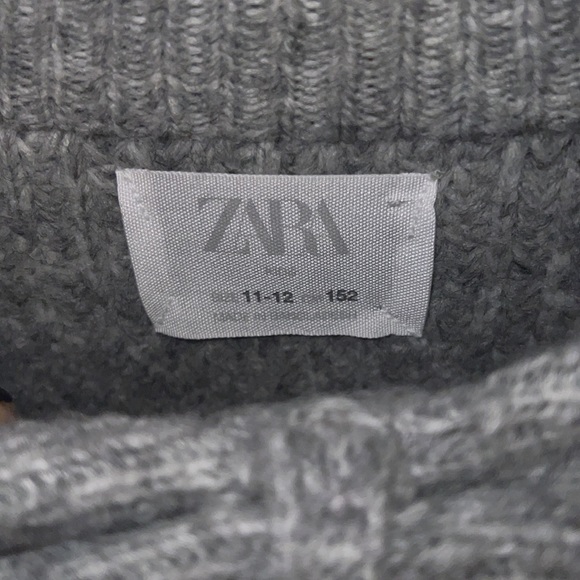 Zara Kids Chunky Knit Bow Grey Sweater Size 11-12 - Picture 3 of 3